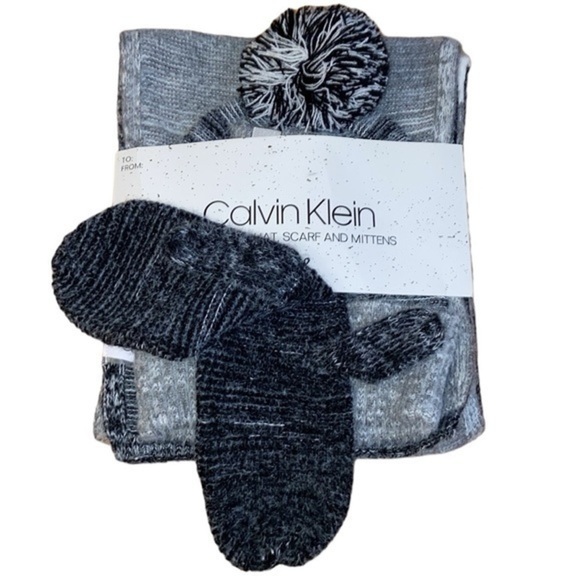 NWT Calvin Klein scarf, hat, mittens set - Picture 1 of 6